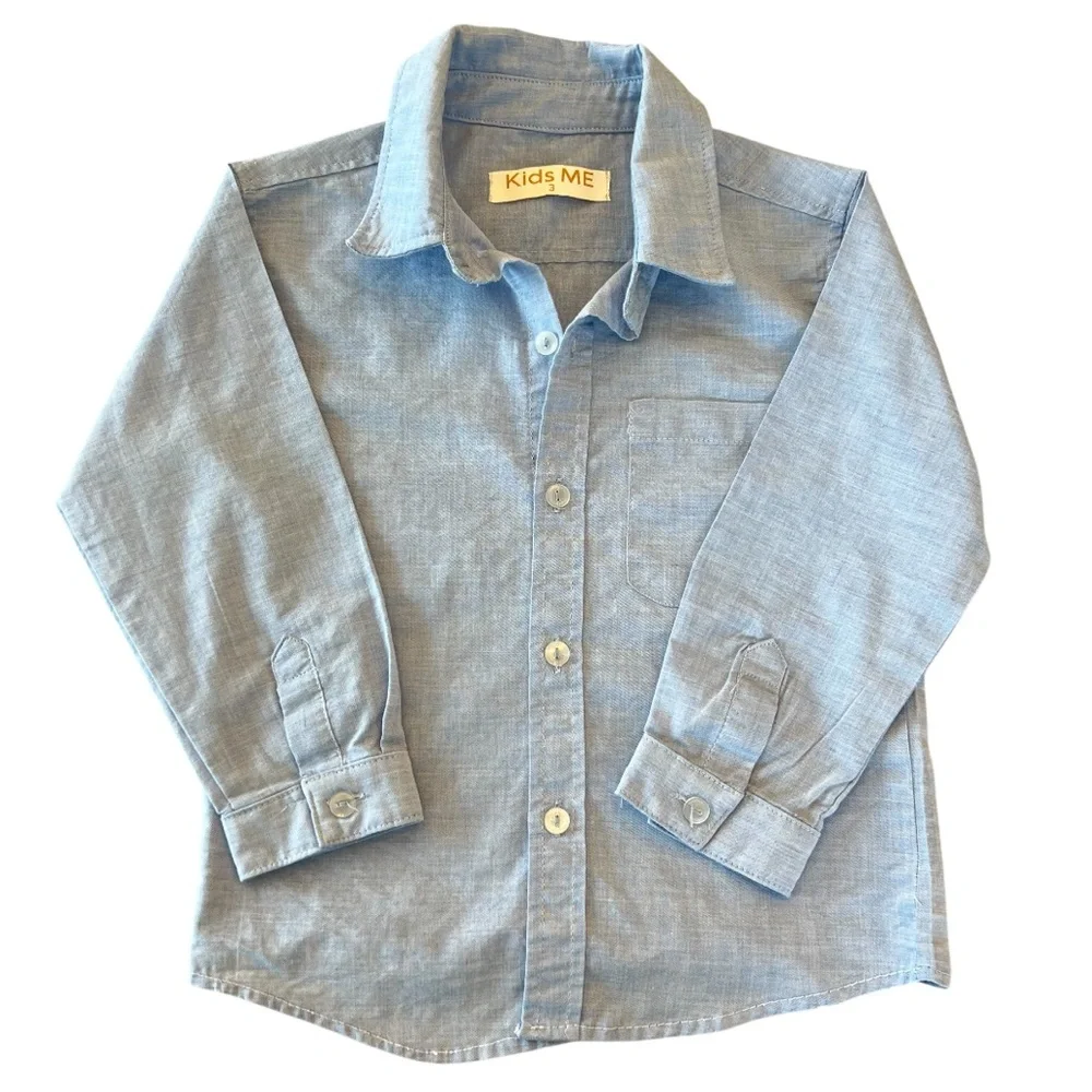 Light Blue Button-Down toddler‎ Kids Shirt 3T
